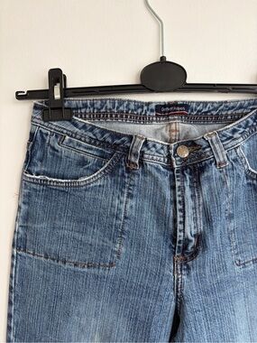 Vintage Denver Hayes Y2K Patch Pocket Flare Jeans Medium Wash